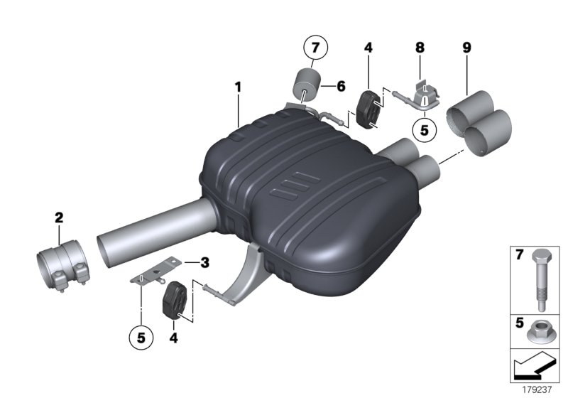 Exhaust system, rear