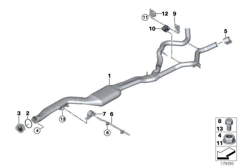 Catalytic converter/centre muffler