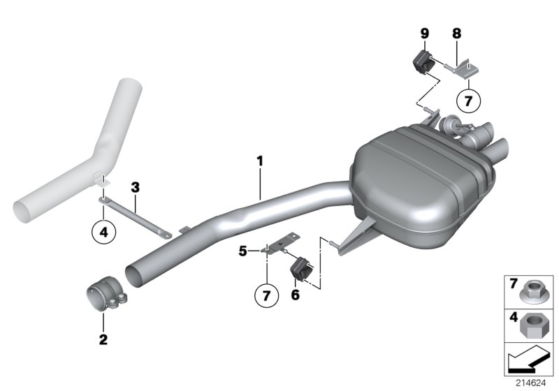 Exhaust system, rear