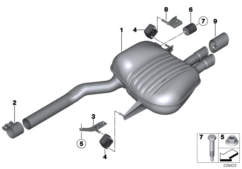 Exhaust system, rear
