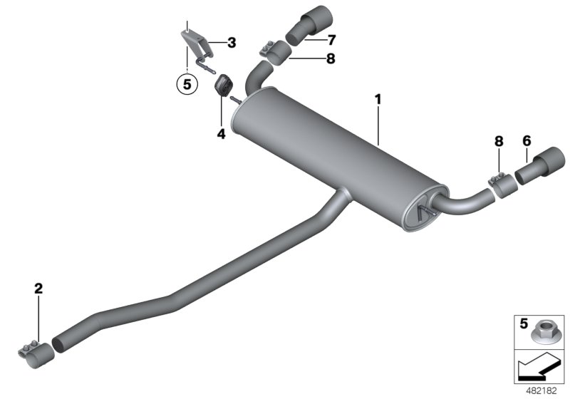 Exhaust system, rear