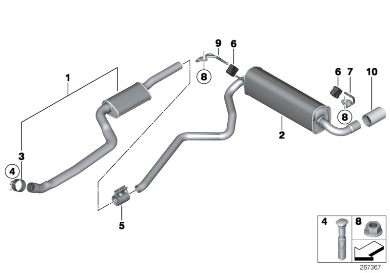 Exhaust system, rear