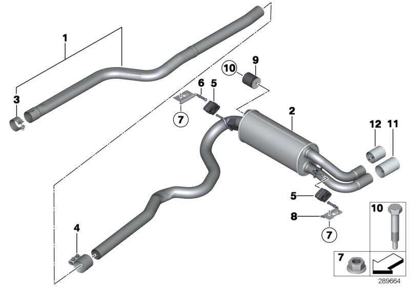 Exhaust system, rear