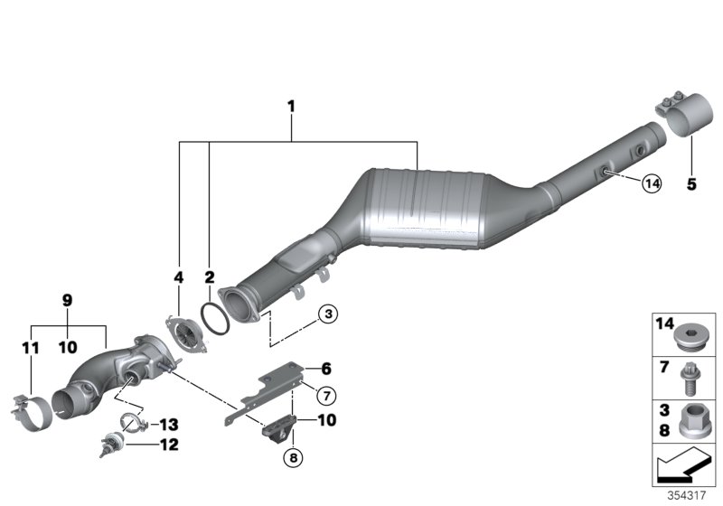 Catalytic converter/front silencer