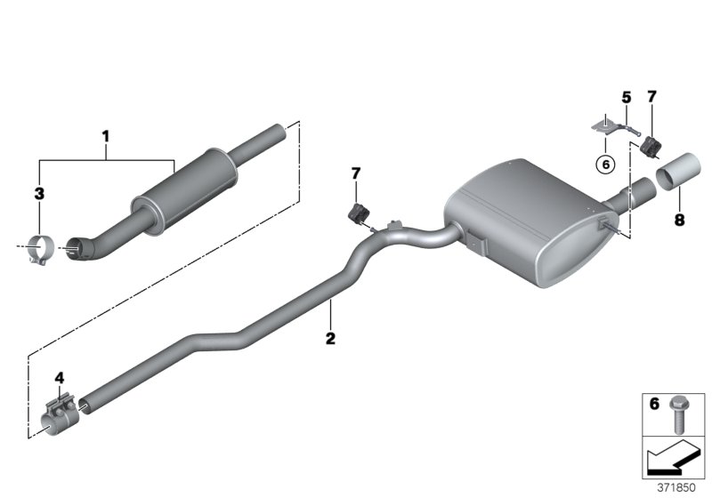Exhaust system, rear