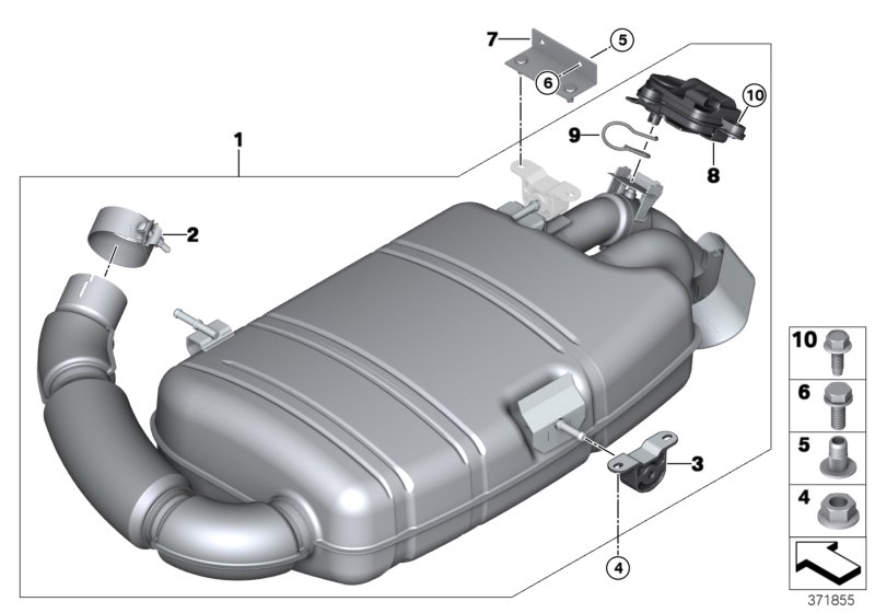 Exhaust system, rear