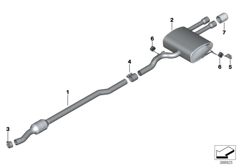 Exhaust system, rear