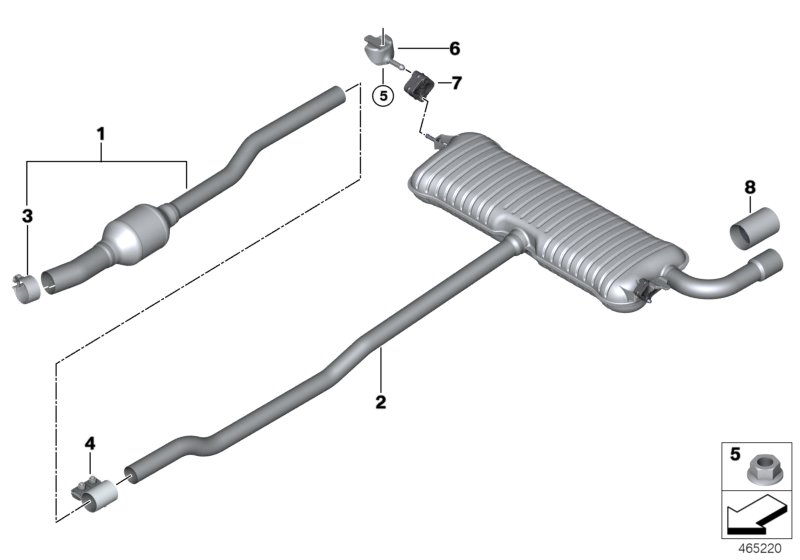 Exhaust system, rear