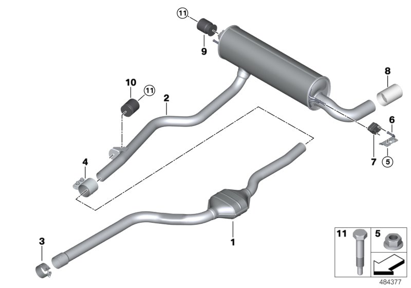 Exhaust system, rear