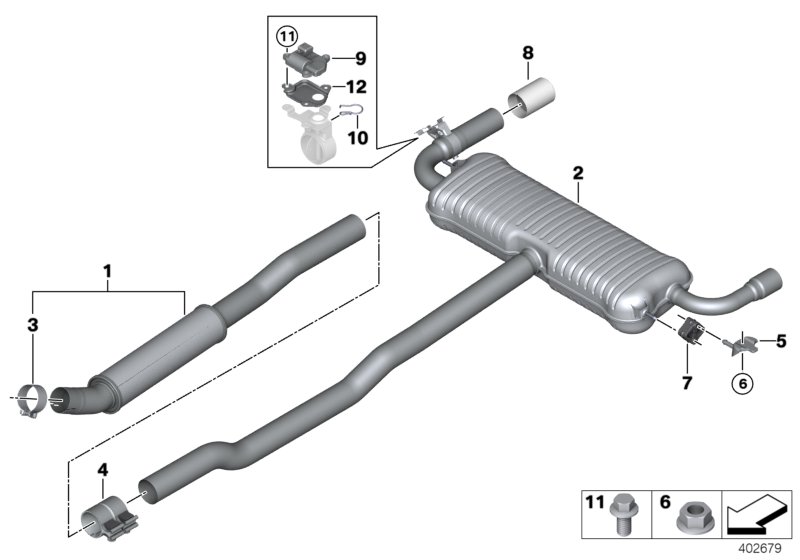 Exhaust system, rear