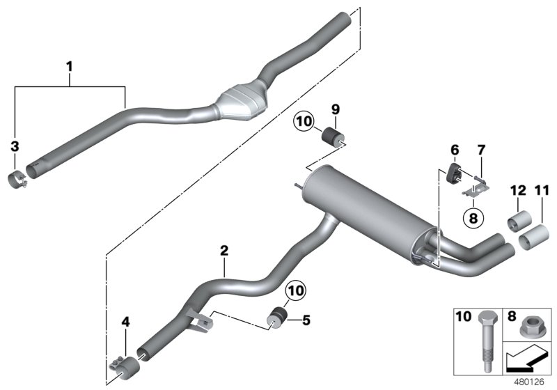 Exhaust system, rear