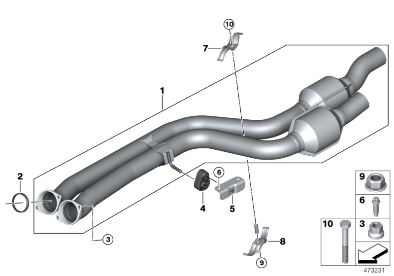 Front pipe, catalytic converter