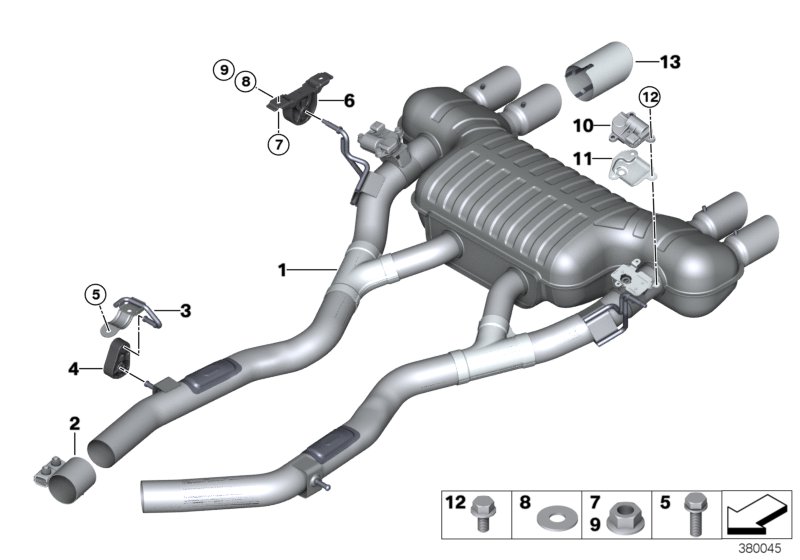 Exhaust system, rear