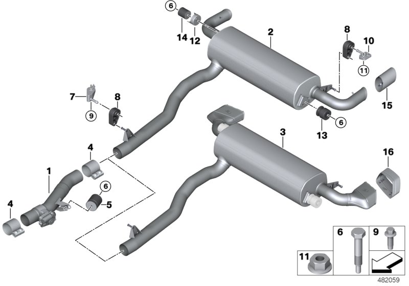 Exhaust system, rear