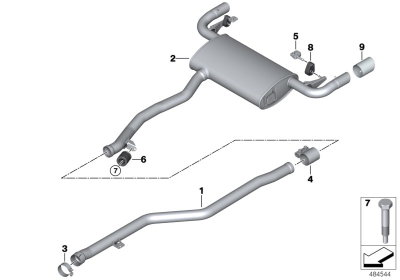 Exhaust system, rear