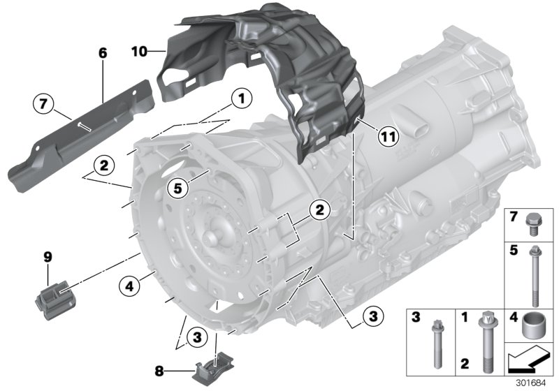 Transmission mounting parts