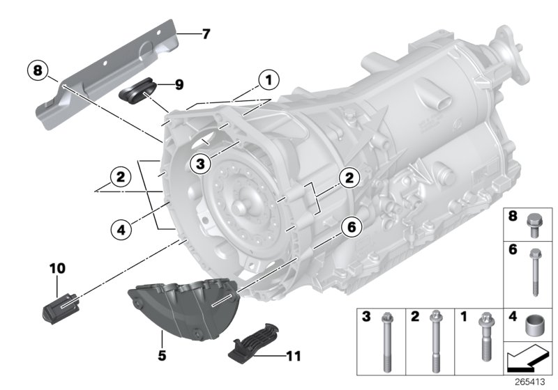Transmission mounting parts