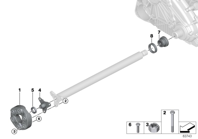 Drive shaft, front, single parts