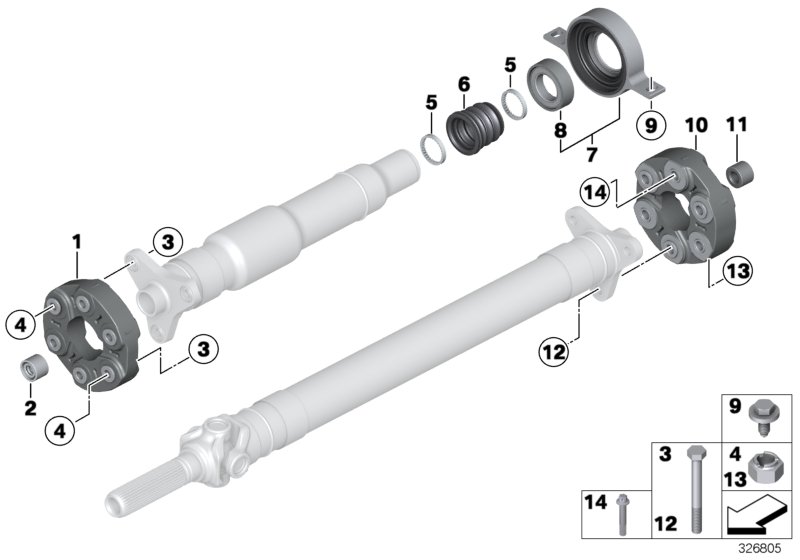 Centre mount/rear diff. flexible disc