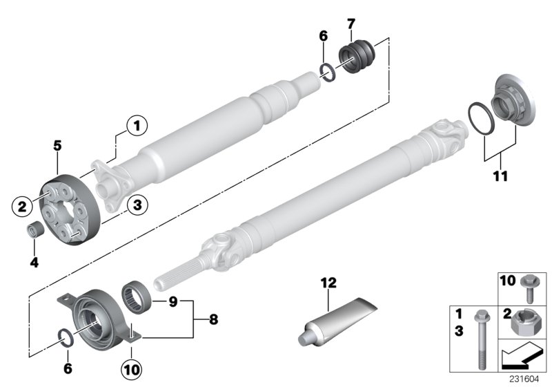 Flexible disc/centre mount/insert nut