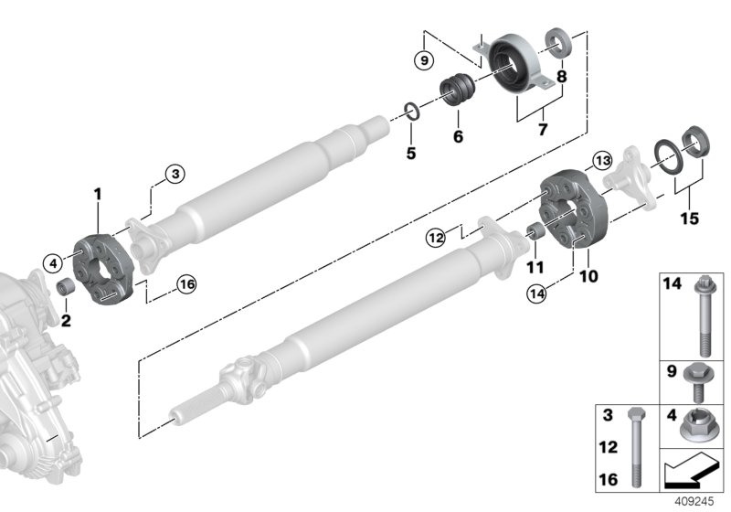 Flexible disc/centre mount/insert nut
