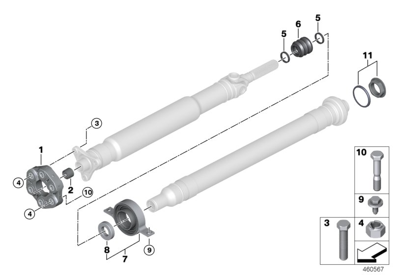 Flexible disc/centre mount/insert nut