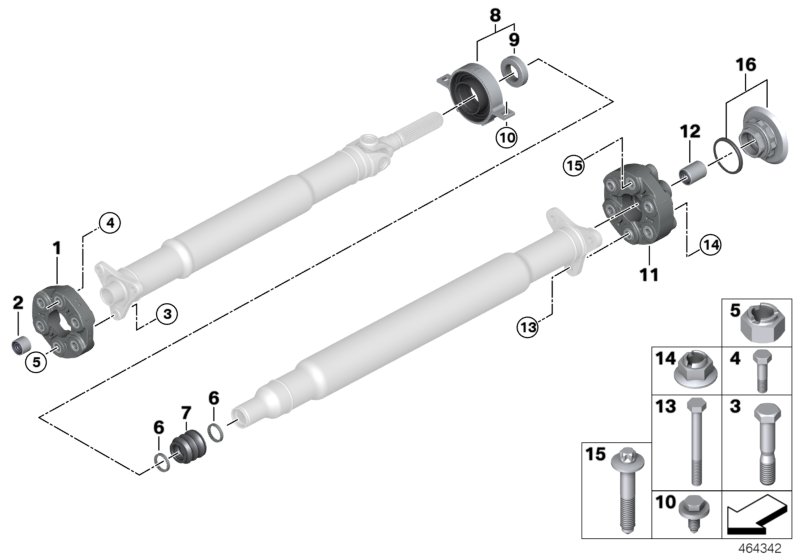 Flexible discs/centre mount/insert nut