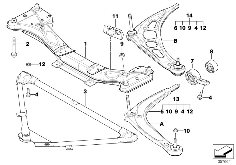 Front axle support/wishbone