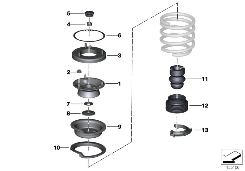 Guide support/spring pad/attaching parts