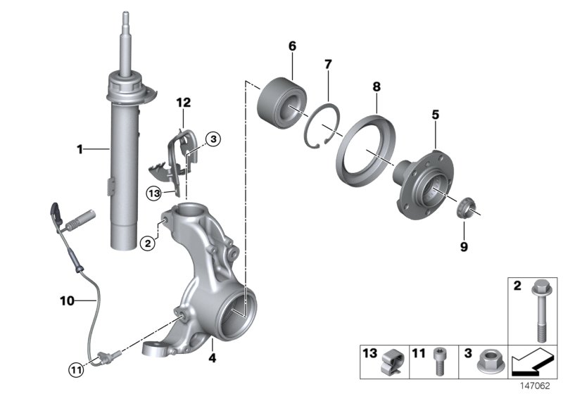 Front Spring strut/Carrier/Wheel bearing