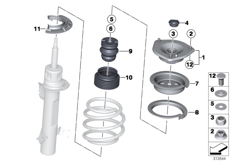 Guide support/spring pad/attaching parts