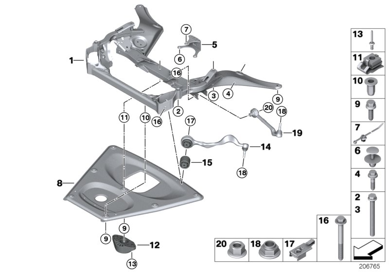 Frnt axle support,wishbone/tension strut