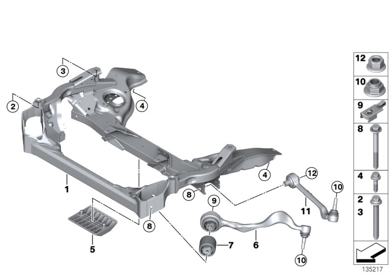 Frnt axle support,wishbone/tension strut