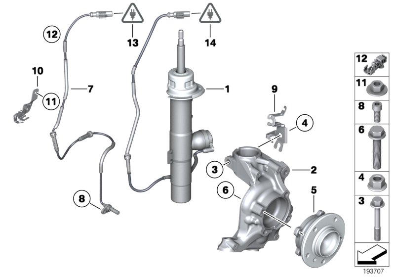 Spring strut VDC / swivel bng/ wheel bng