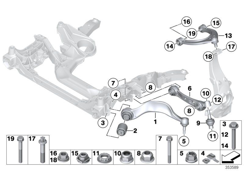 Frnt axle support,wishbone/tension strut