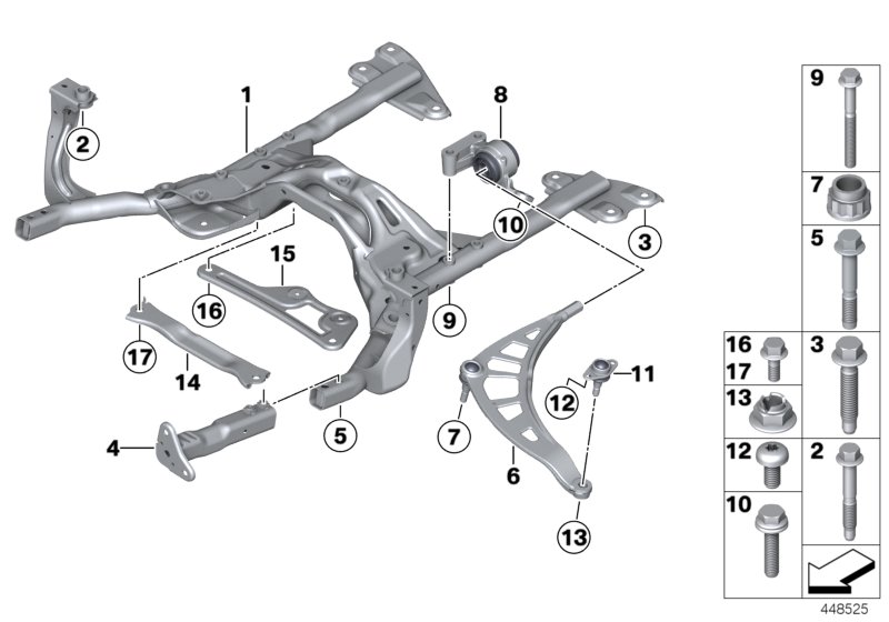 Front axle support/wishbone