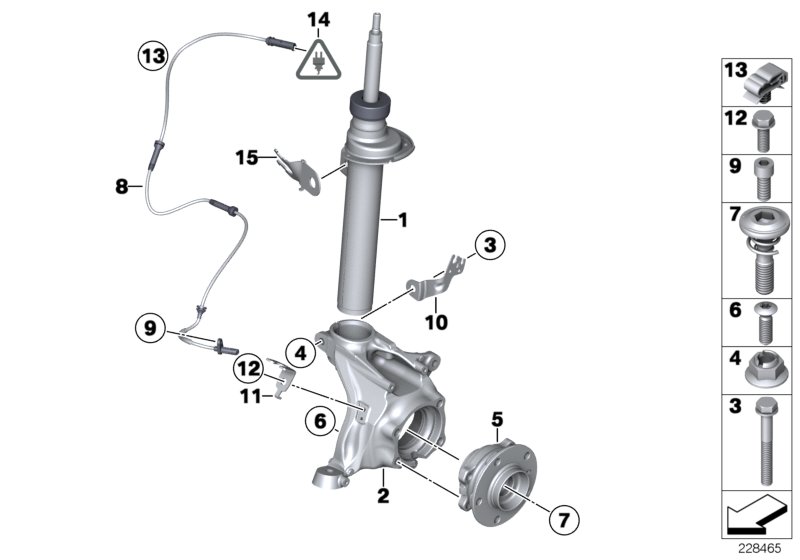 Front Spring strut/Carrier/Wheel bearing