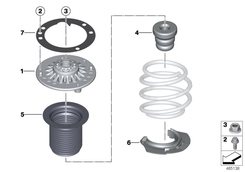 Guide support/spring pad/attaching parts