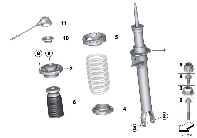Spring strut,front, EDC/mounting parts