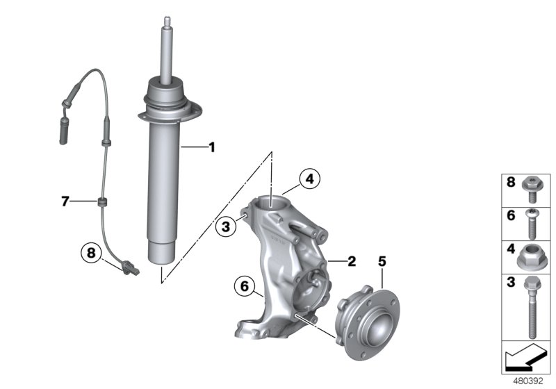 Front Spring strut/Carrier/Wheel bearing