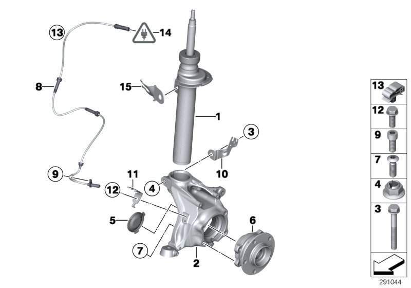 Front Spring strut/Carrier/Wheel bearing