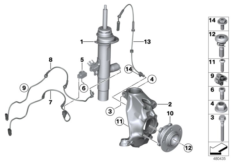 Spring strut front VDC / mnted parts AWD