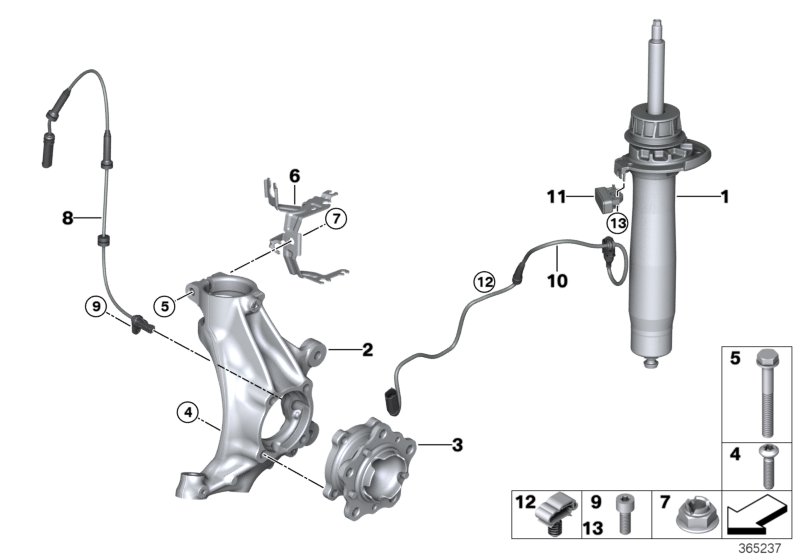 Spr.strutEDC front/swivel brng/whl brng