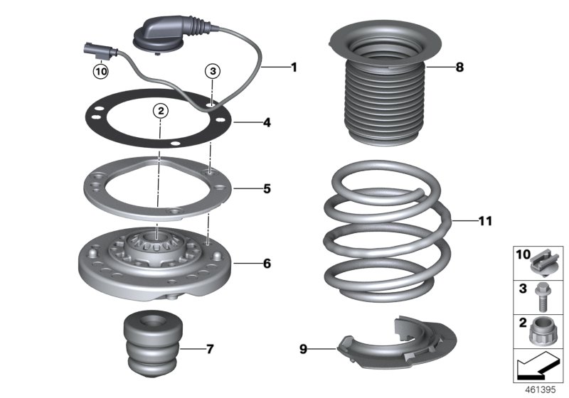Guide support/spring pad/attaching parts