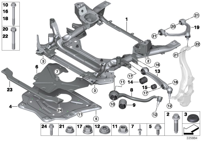 Frnt axle support,wishbone/tension strut