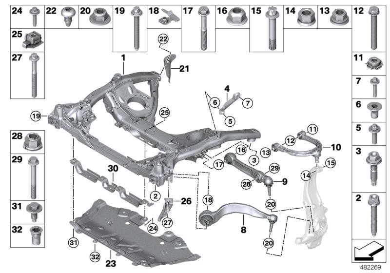 Frnt axle support,wishbone/tension strut