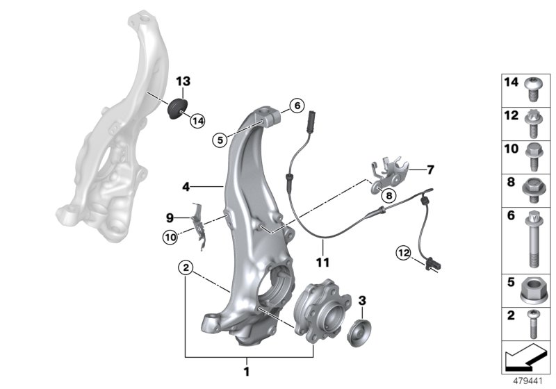 Carrier / wheel bearing, front