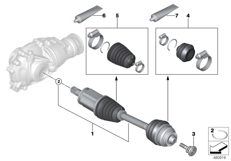 Output shaft front left / all-wheel