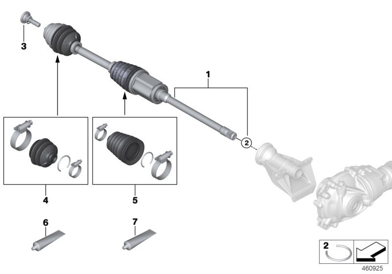 Output shaft front right / all-wheel