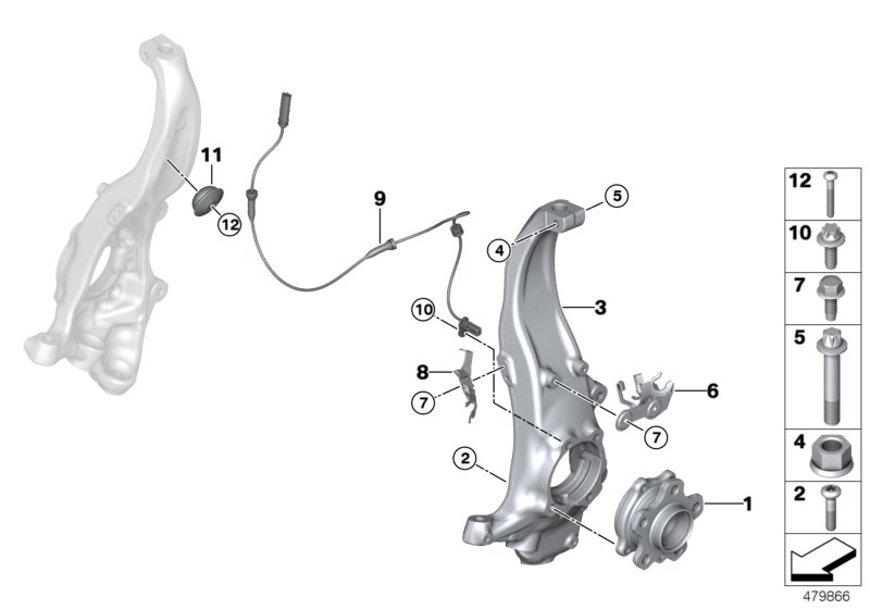 Carrier / wheel bearing, front